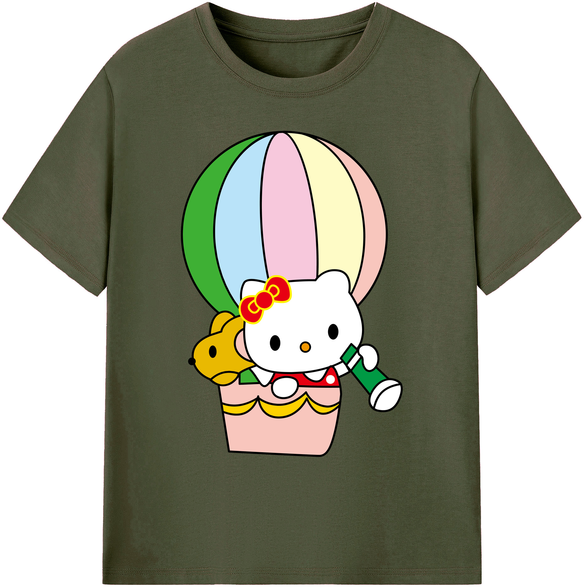 （画像用） Hello Kitty ハローキティ 綿100％ メンズ半袖Tシャツ｜肌触りやわらか＆通気性